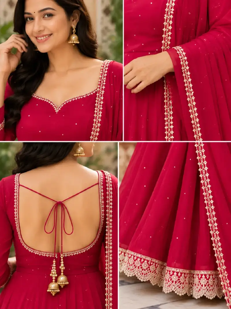 Embellished Flared Anarkali Suit Set — image 8