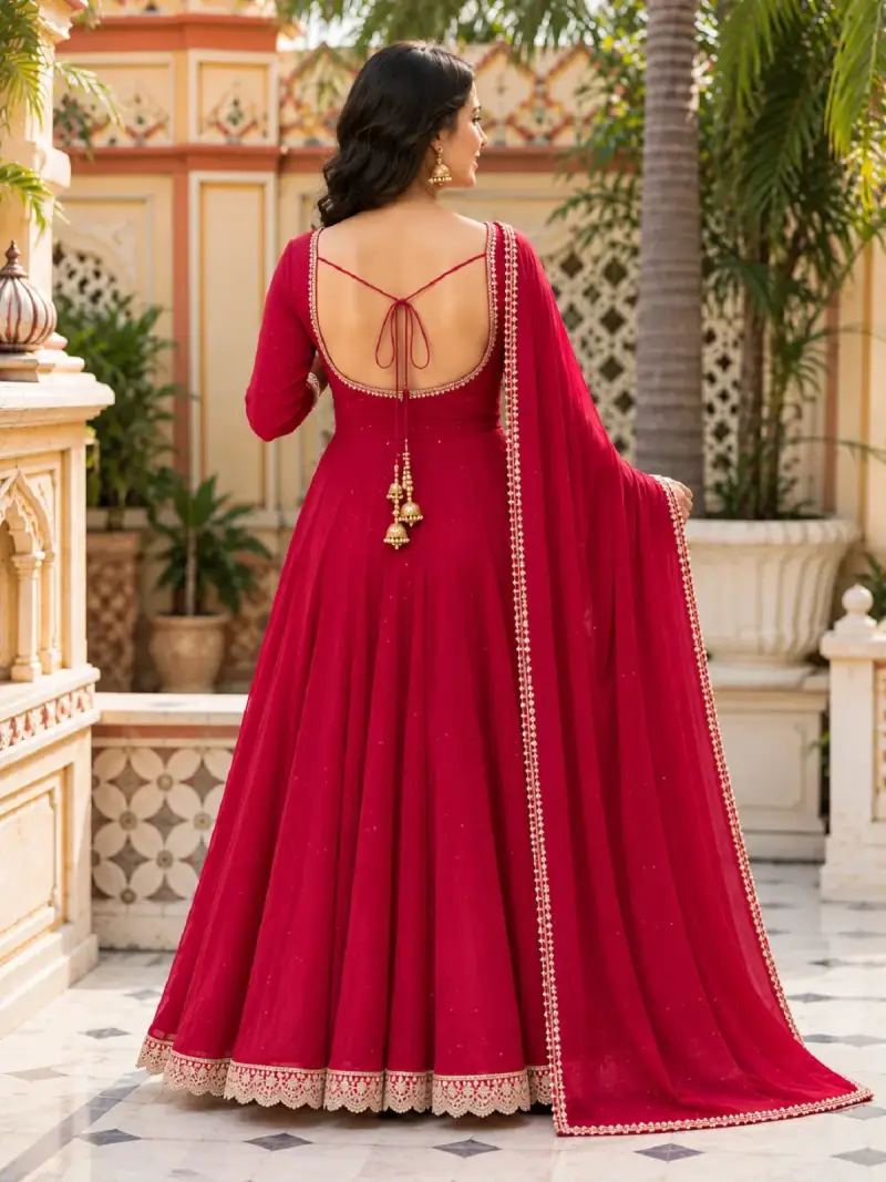 Embellished Flared Anarkali Suit Set — image 7