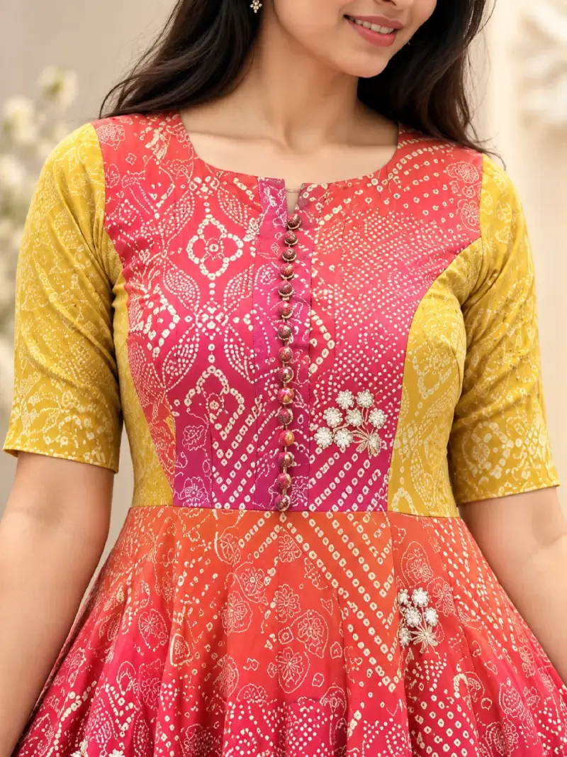 Vibrant Bandhani Anarkali Gown — image 4