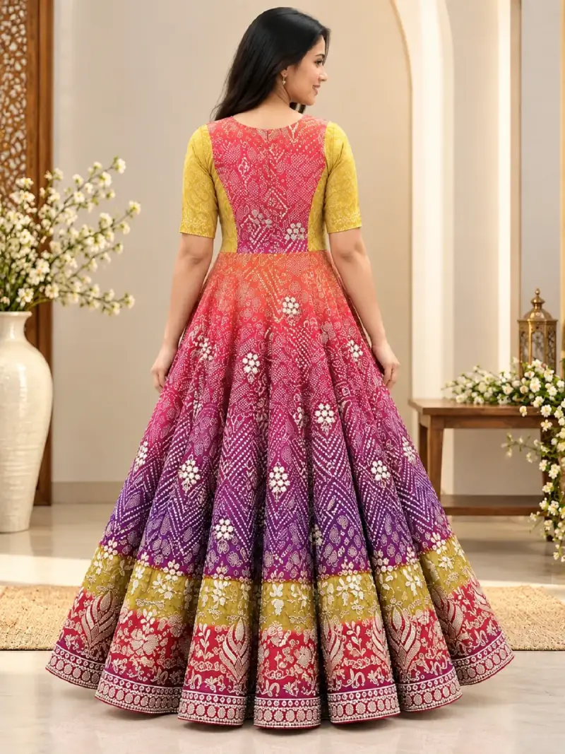 Vibrant Bandhani Anarkali Gown — image 3