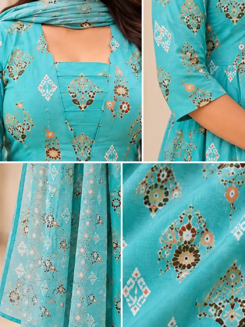 Floral Printed Anarkali Gown with Dupatta — image 4