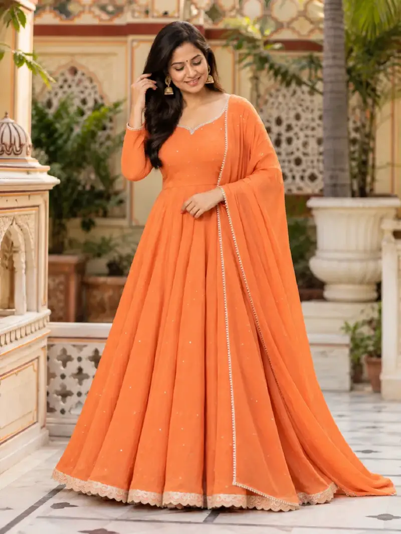 Embellished Flared Anarkali Suit Set — image 1