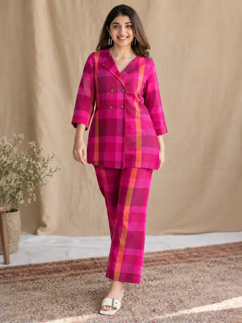 Plaid Double-Breasted Co-ord Set — image 1