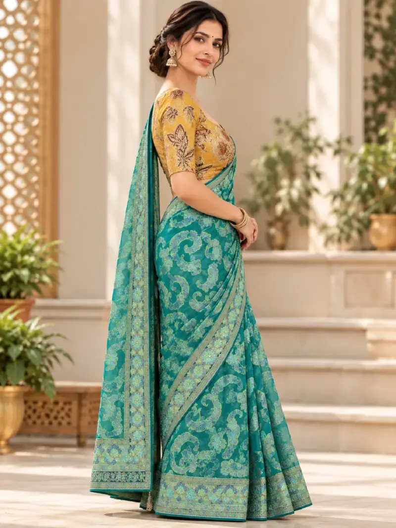Embroidered Saree & Blouse — image 2
