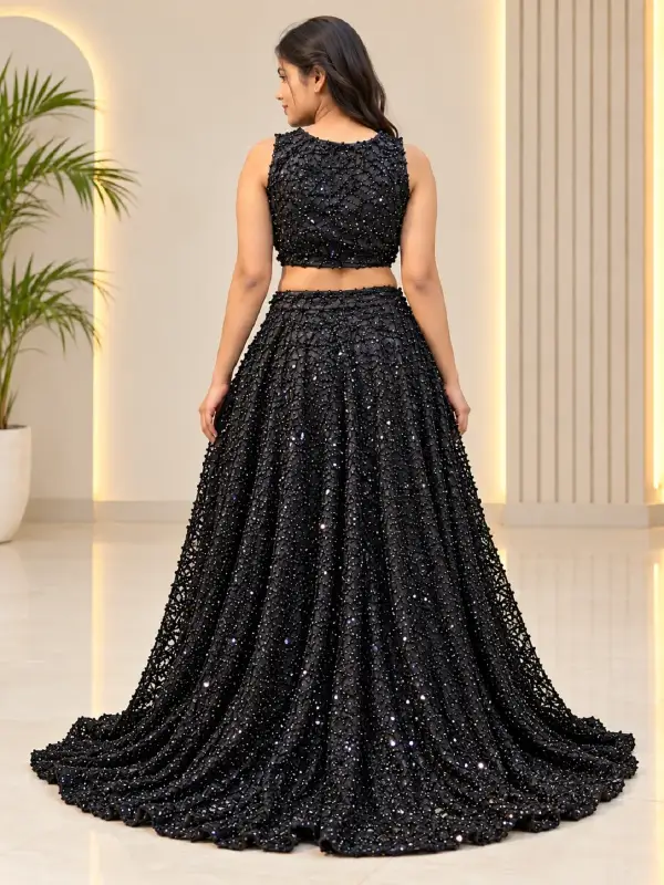 Myira Midnight Radiance Black Lehenga Set — view 3