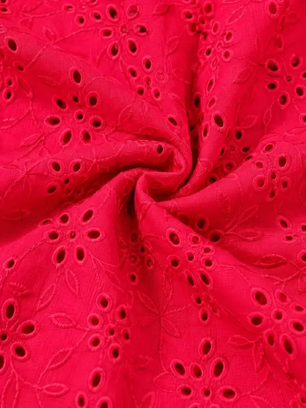 Fuchsia Bloom Eyelet Midi Dress — view 4
