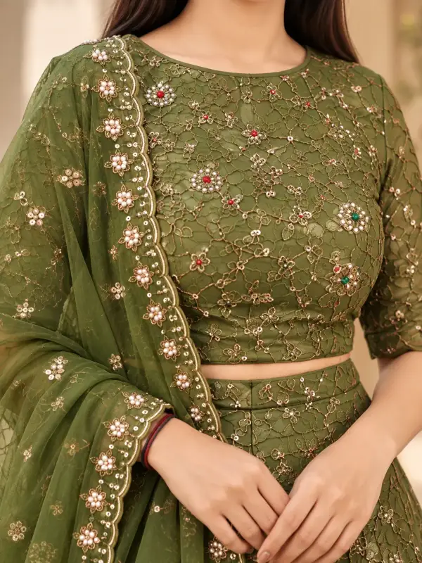Embroidered Lehenga Set with Dupatta — view 4