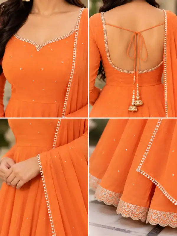 Embellished Flared Anarkali Suit Set — view 4