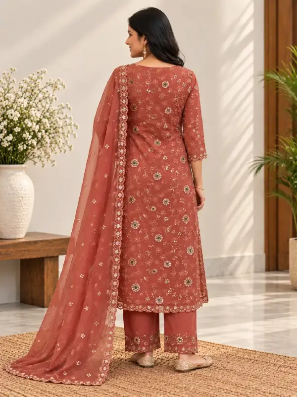 Gulnaar Embroidered Kurti Palazzo Chunni Set — view 3