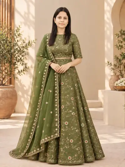 Embroidered Lehenga Set with Dupatta
