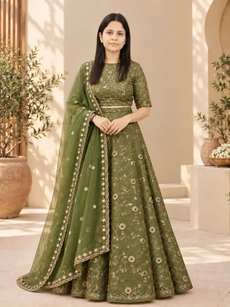 Embroidered Lehenga Set with Dupatta — image 1