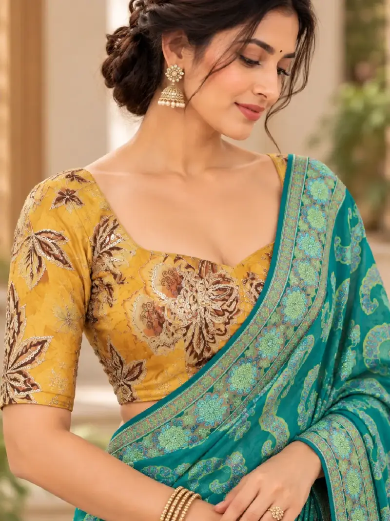 Embroidered Saree & Blouse — image 4