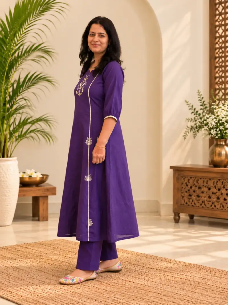 A-line Kurta with Hand Embroidery — image 2