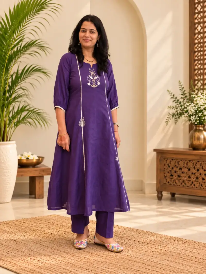 A-line Kurta with Hand Embroidery — image 1