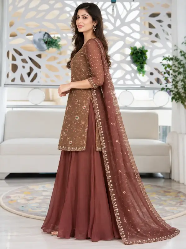 Short Kurti with Auraib Palazzo with Chunni — view 2