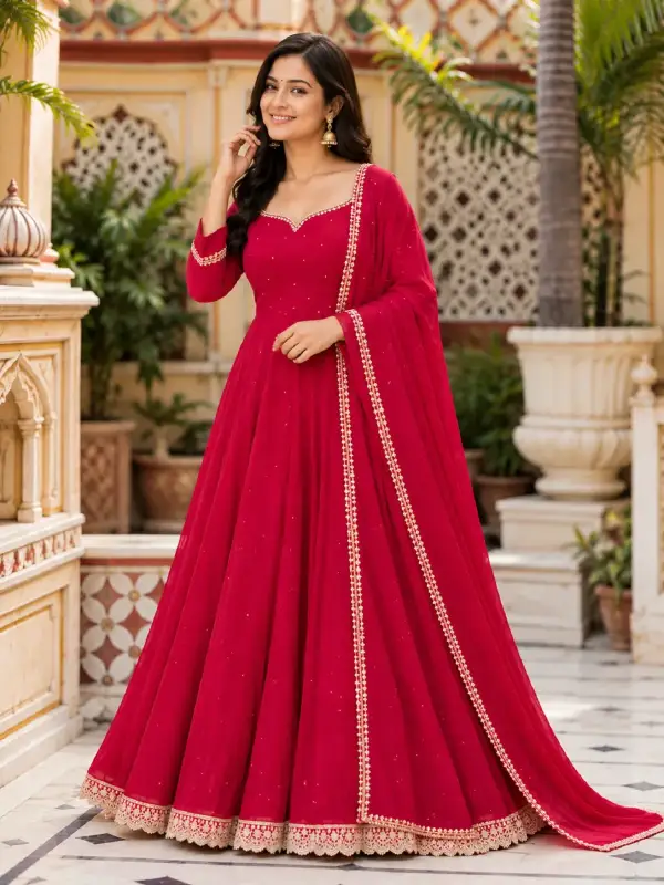 Embellished Flared Anarkali Suit Set — view 5
