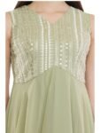 Olive Green Embroidered Maxi Dress_Front